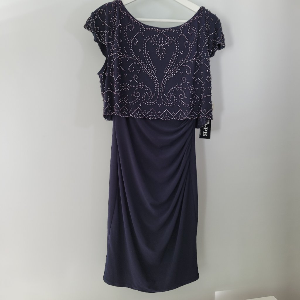 Xscape Beaded Cap Sleeve Dress